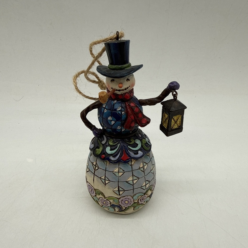 Jim Shore Christmas Hanging Ornament - Snowman with Lantern Enseco ~5"
